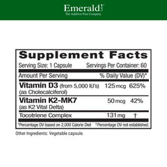 D3+K2 capsules for bone and dental health and immune support