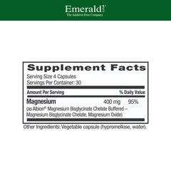 Albion chelated magnesium bisglycinate 400mg label close-up