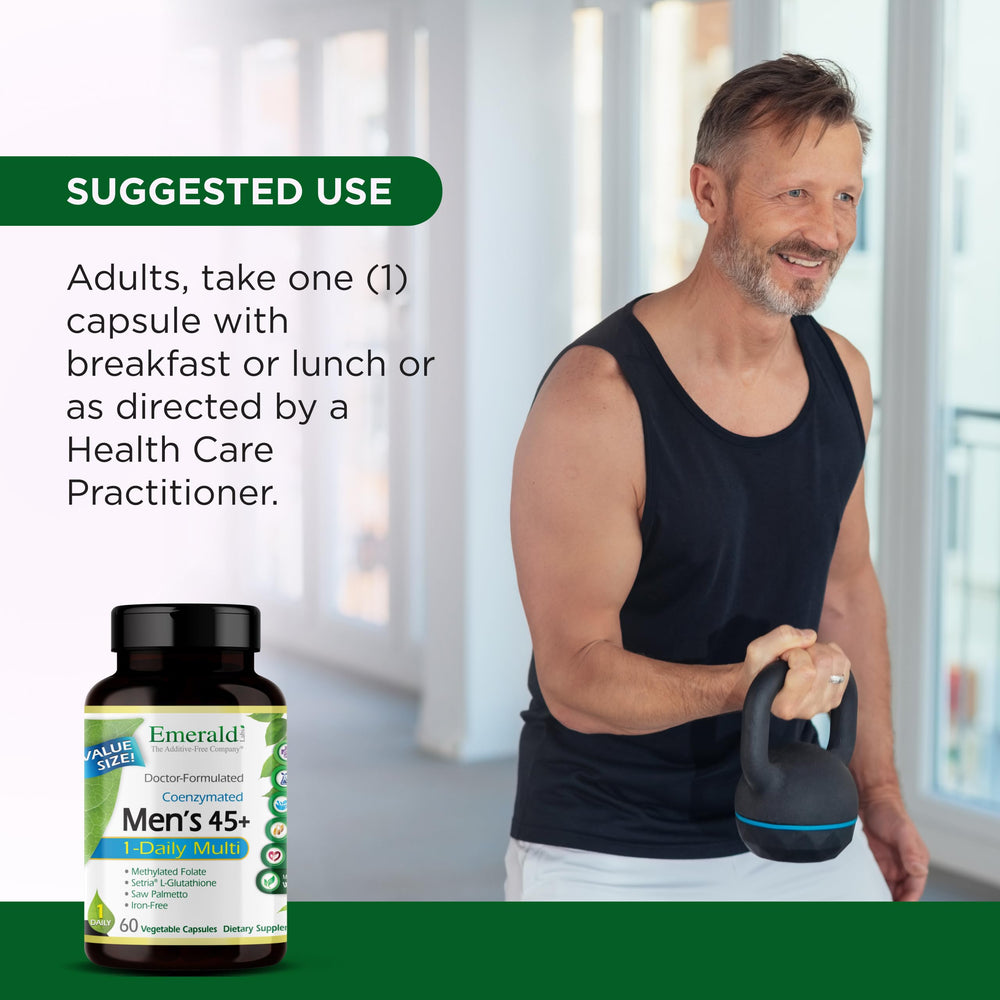 Emerald Labs Men's 45+ 1-Daily Multi 1000 IU vitamin D3 capsule supports immune health