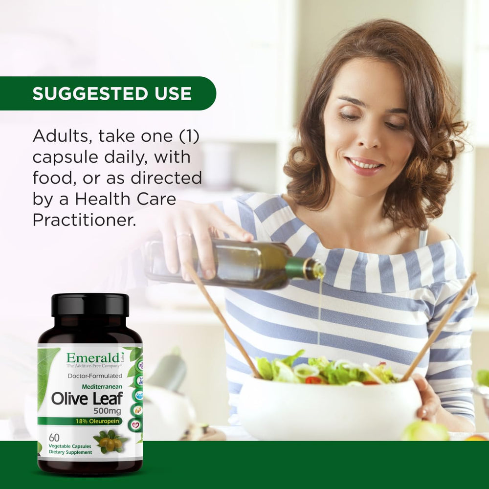Graphic illustrating heart health benefits of olive leaf