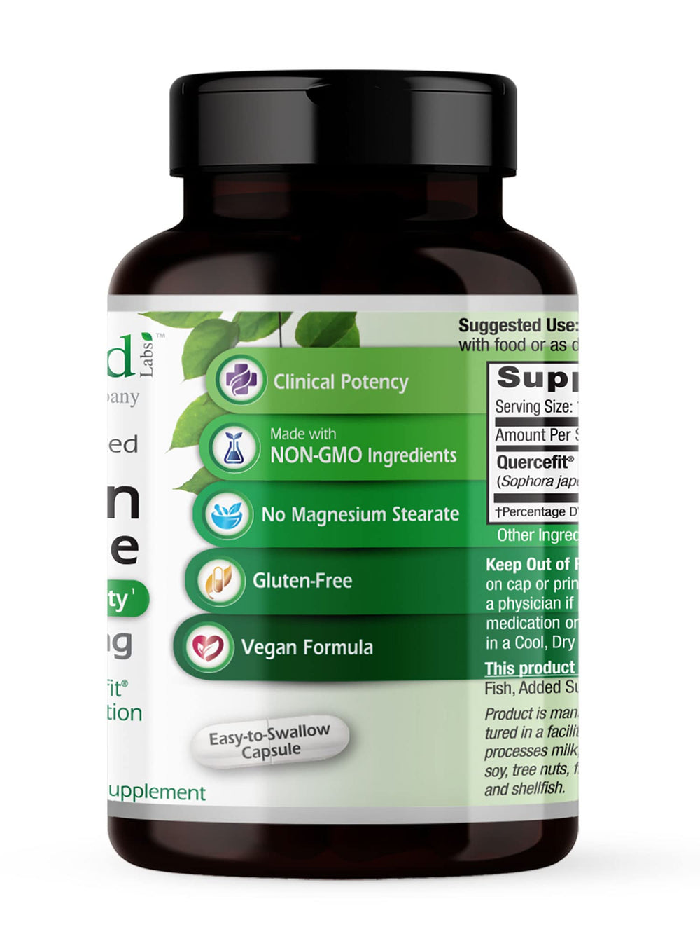 Vegan, gluten-free, allergen-free packaging for Quercetin Phytosome