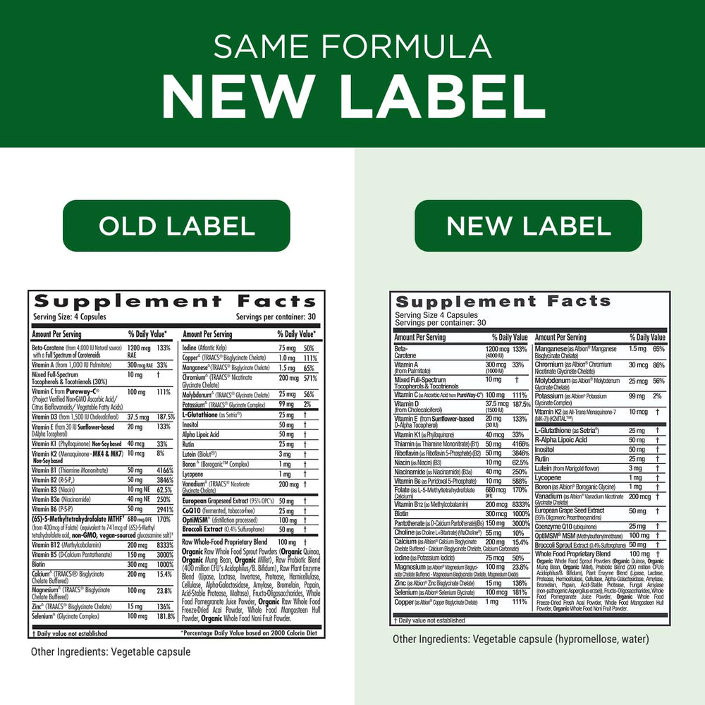Gluten-free badge on Emerald Labs 45+ Multivitamin