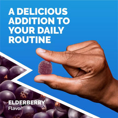 Close-up of Emergen-C Immune+ Gummies Elderberry real elderberry juice concentrate
