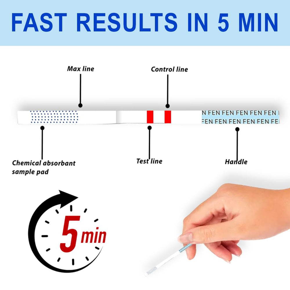 Individual test strip with urine sample