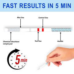 Individual test strip with urine sample
