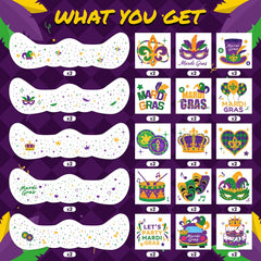 EMOME Mardi Gras tattoos with beads mask designs for party looks