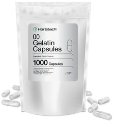 Size 00 empty capsules in a clear gelatin bag, 1000 count