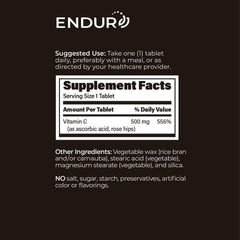 Supplement facts and dosing for ENDUR-C Vitamin C