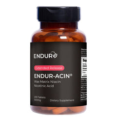 Bottle of ENDUR-ACIN Niacin 500mg for heart health