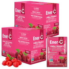Front of Ener-C Raspberry Multivitamin Drink Mix 60 Count box