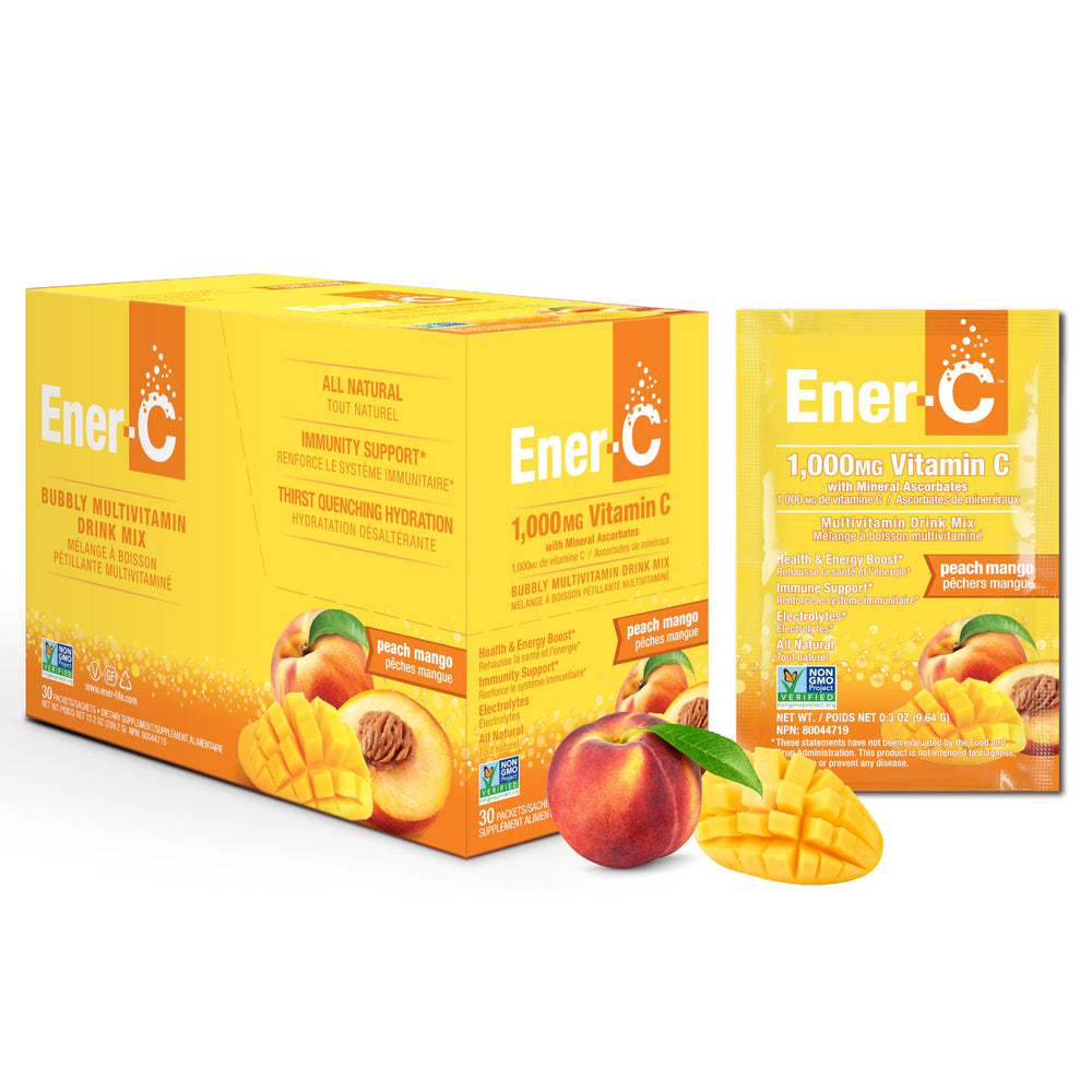 Ener-C Peach Mango Multivitamin Drink Mix 30-count front packaging