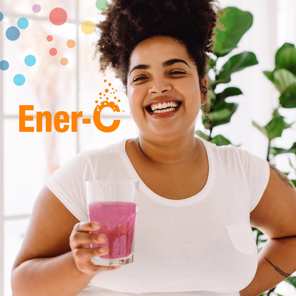 Non-GMO, vegan, gluten-free labeling on Ener-C Raspberry product