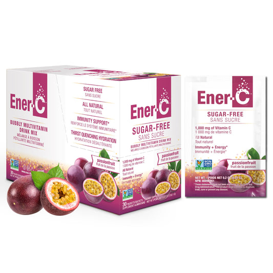 Ener-C Sugar Free Energy Passion Fruit drink mix package front