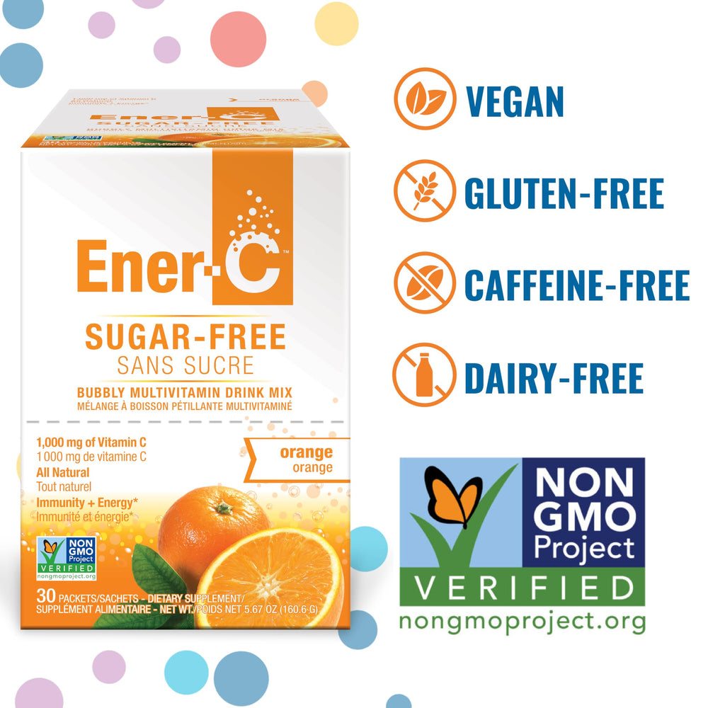Ener-C Sugar Free Orange back packaging nutrition facts