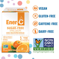 Ener-C Sugar Free Orange back packaging nutrition facts