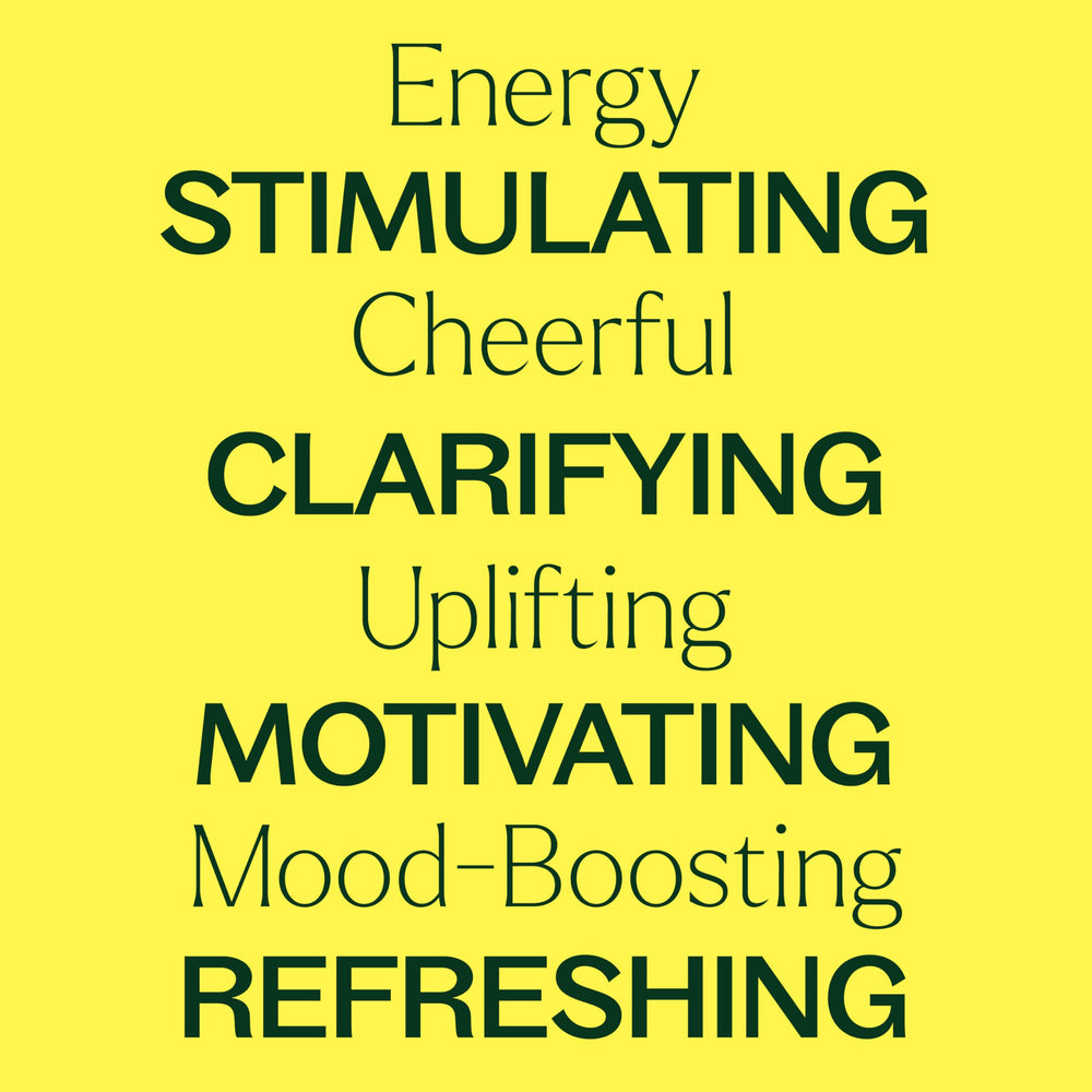 Energy Blend ingredients: orange, peppermint, lemon, ginger, eucalyptus, geranium