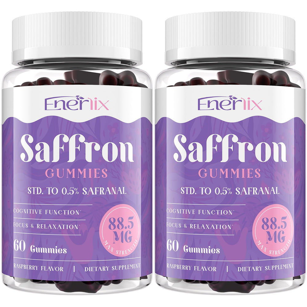 Enerlix Saffron Gummies bottle on white background