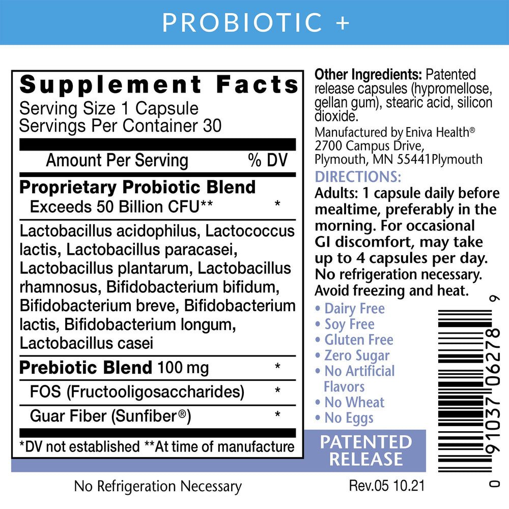 30-capsule Eniva Health Probiotic bottle on a white background