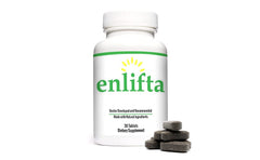 Close-up of Enlifta daily tablet with label detail