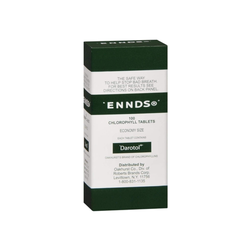 Ennds Tabs Bad Breath Remedy Chlorophyll Tablets bottle front view, 100 count