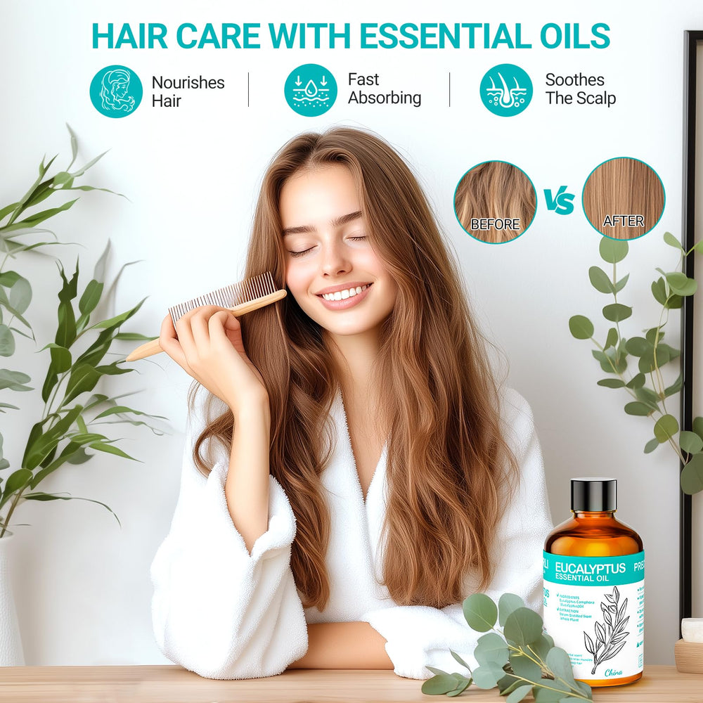Dropper dispensing ENYORLI Eucalyptus Essential Oil from amber bottle