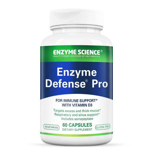 Front label of Enzyme Defense Pro bottle showing 60 capsules