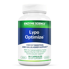 Bottle of Enzyme Science Lypo Optimize 90 capsules front view
