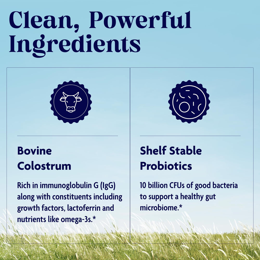 Ethically sourced colostrum from grass-fed cows (no heat, hormones, antibiotics)