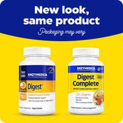 Digest Complete capsules closeup showing the enzyme blend for meals.