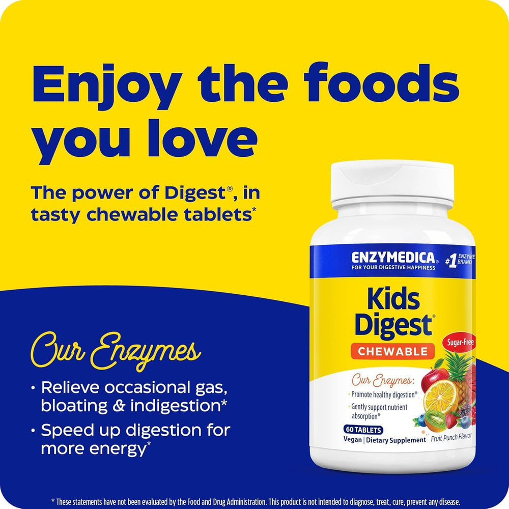 60 servings per bottle label of Enzymedica Kids Digest