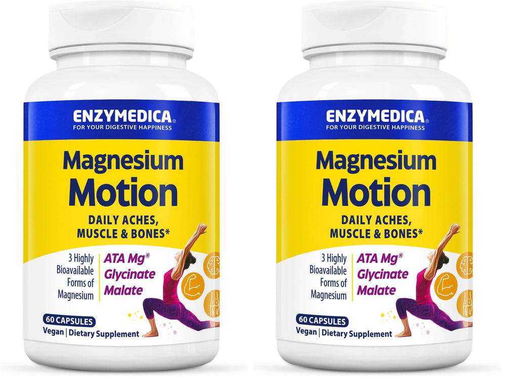 Enzymedica Magnesium Motion bottle label with 60 capsules per bottle