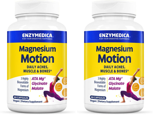 Enzymedica Magnesium Motion bottle label with 60 capsules per bottle