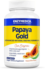 Enzymedica Papaya Gold Digestive Enzymes - 60 Mint Chewable Tablets with Organic Papaya and Chlorophyll