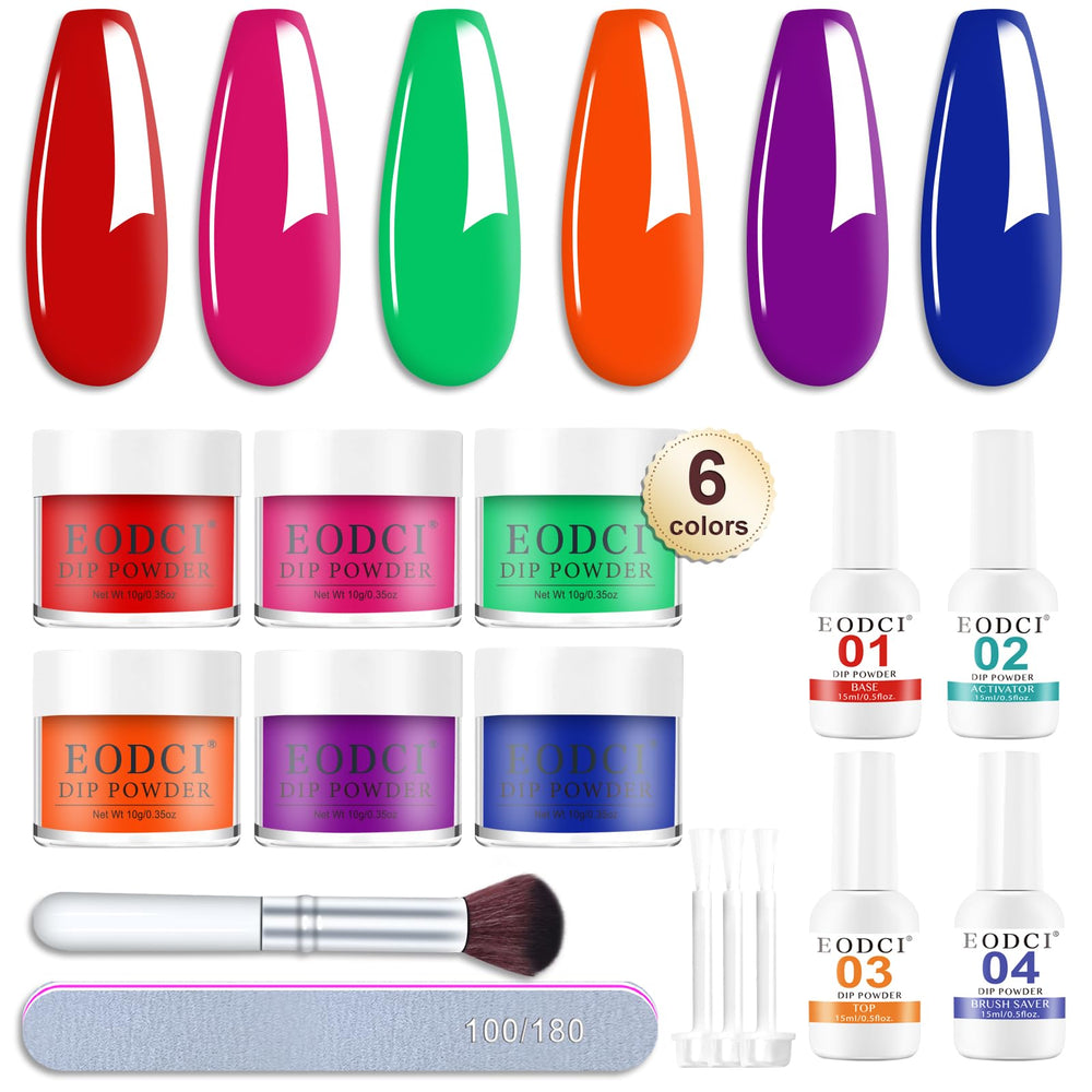 Eodci dip powder kit six-color palette for easy at-home manicure variety.