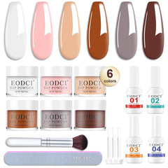 Eodci dip powder kit with six nude colors for versatile at home nails.