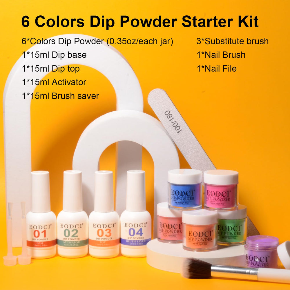 Eodci dip powder no-lamp-needed formula for quick, safe at-home manicures.