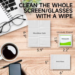Front packaging of EOTW screen wipes pack with 120 wipes and microfiber cloth