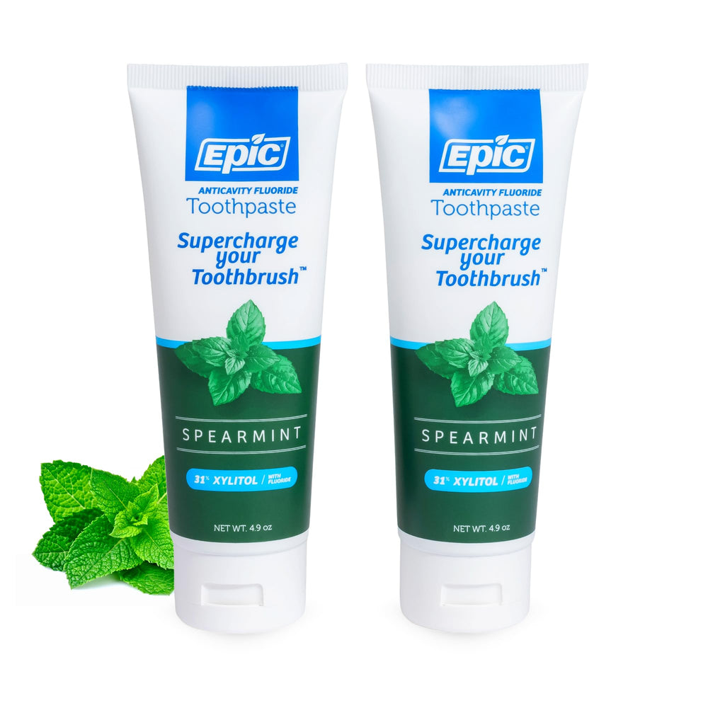 Epic Dental Xylitol Fluoride Toothpaste hero image in spearmint flavor