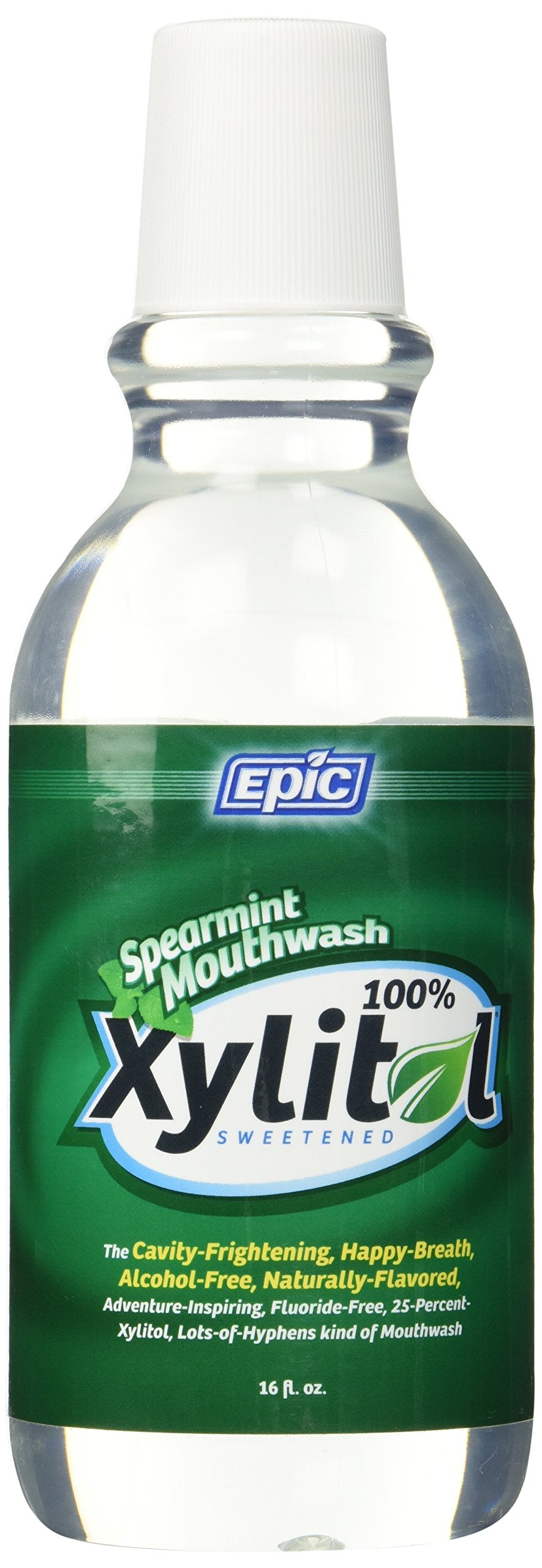 Epic Xylitol Spearmint Mouthwash 16 oz front label