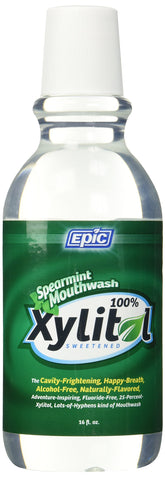 Epic Xylitol Spearmint Mouthwash 16 oz front label