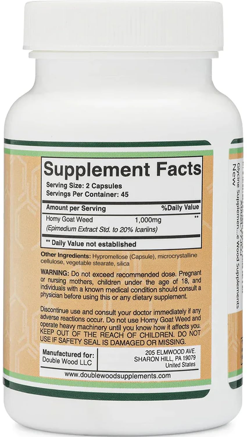 Close-up of Epimedium Icariins 20% extract label