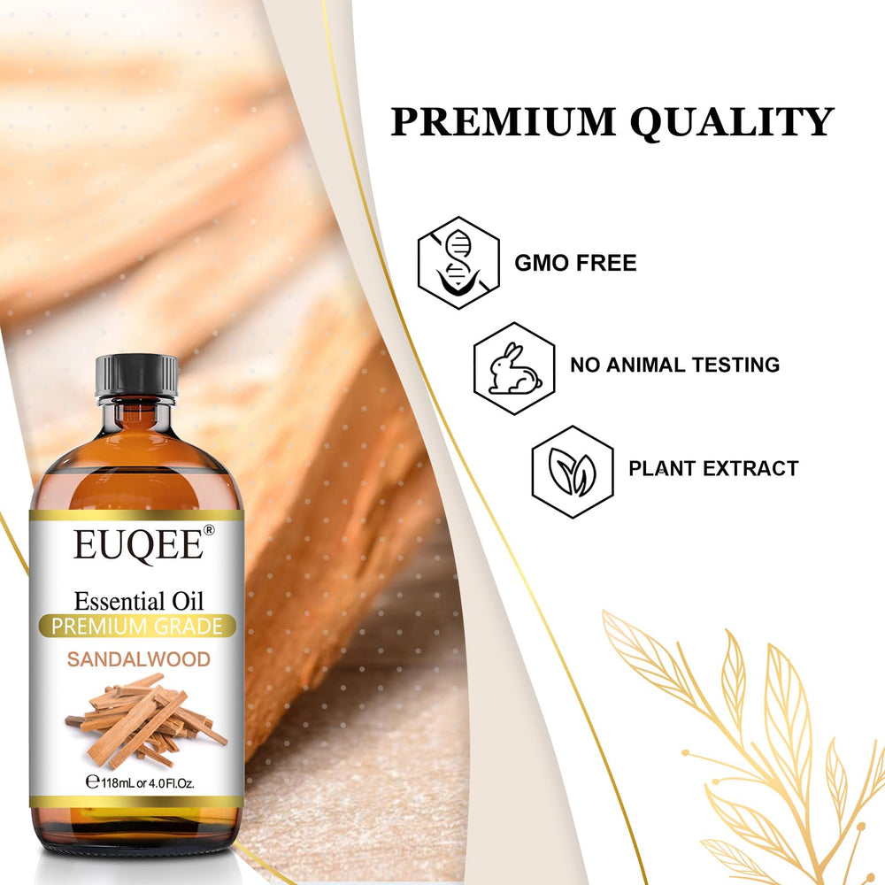 Sandalwood essential oil 4 oz in amber bottle with dropper
