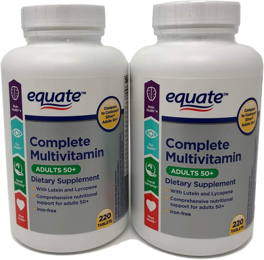 Equate 50+ One Daily Multivitamin bottle – 220-count, two-pack