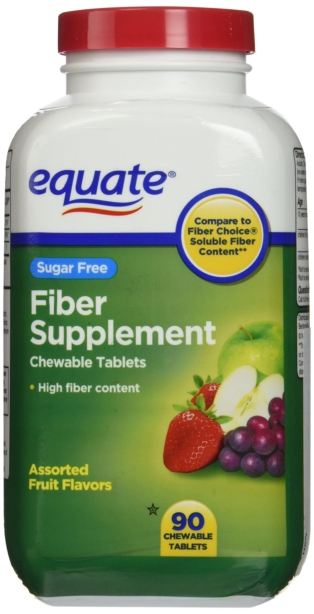 Equate Fiber Supplement bottle with 90 chewable tablets