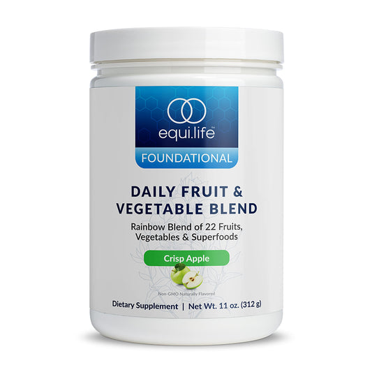Front packaging of Equilife Daily Fruit & Vegetable Blend, 30 servings