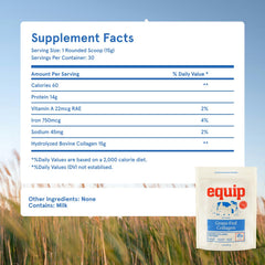 Equip Foods non-GMO collagen powder bottle close-up highlights quality