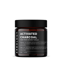 Front view of Erbology Activated Charcoal Powder in a glass jar