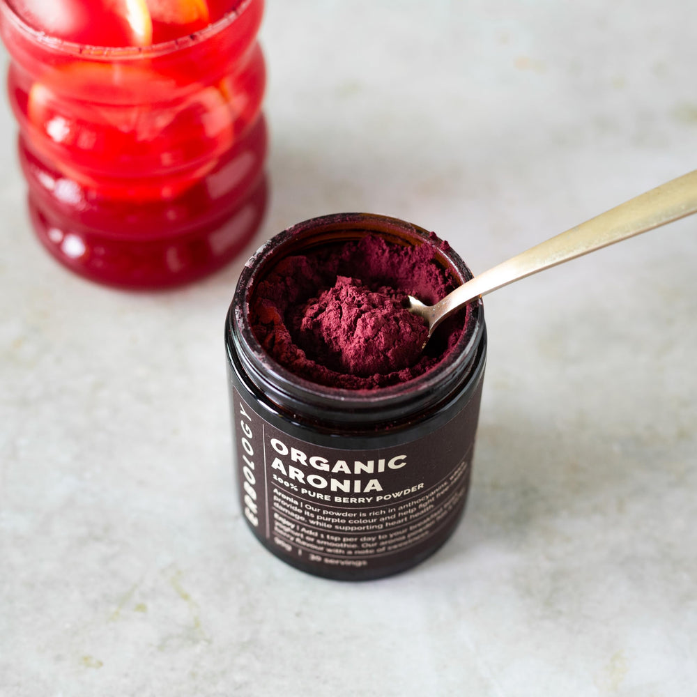 Back label of Erbology Aronia Berry Powder jar