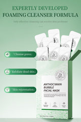 ERRECI Anthocyanin Bubble Face Mask strengthens skin barrier and elasticity.
