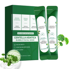 ERRECI Centella Asiatica Bubble Mask packaging with travel-friendly sachets for on-the-go skincare.